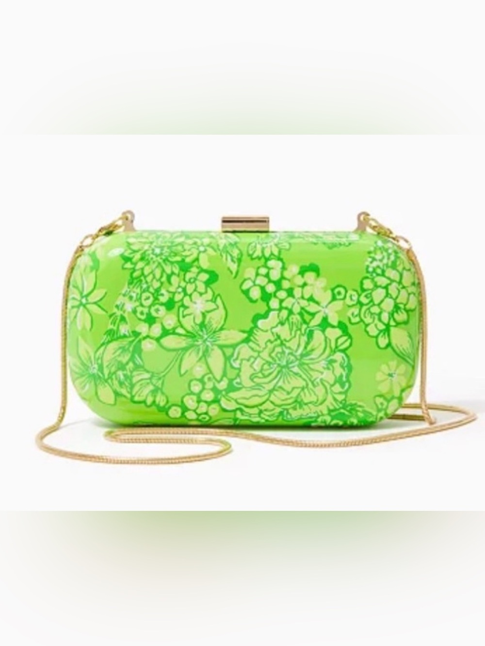 Lilly Pulitzer Limeade Floral Clutch with Gold Chain New GWP